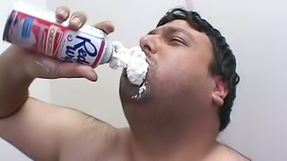 Fat Dude Eats Like A Pig And Fucks The Extremely Hot Babe